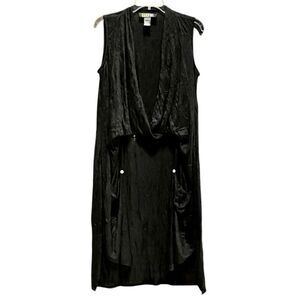 Pure Essence Pullover Sleeveless Sheer Duster Vest in Dark Black Women’s M